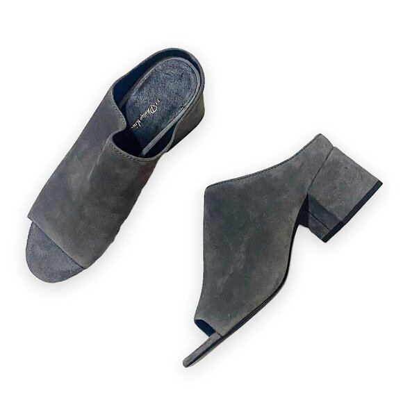 3.1 Phillip Lim Cube Block Heel Mules Sandal, Grey Suede,‎ 37.5EU, New in Box - Picture 1 of 13